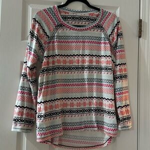 Cozy Pink and Gray Patterned Women's Pajama Top